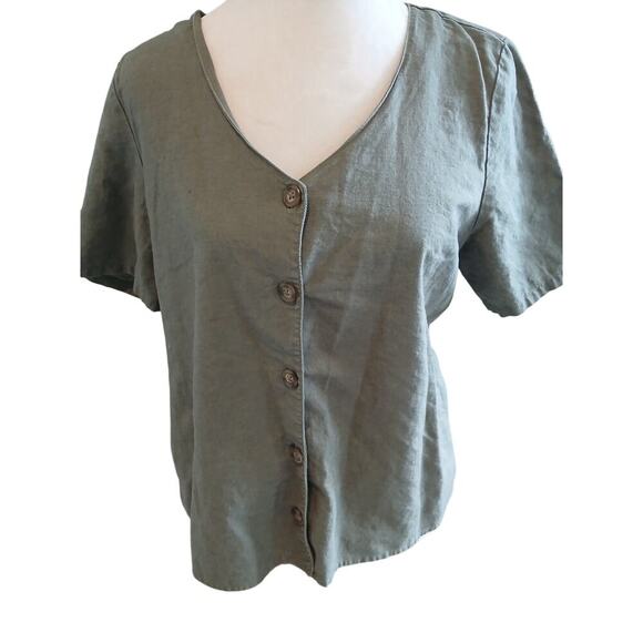 Morgan Taylor Cotton Linen button down short button down XL - Picture 1 of 8